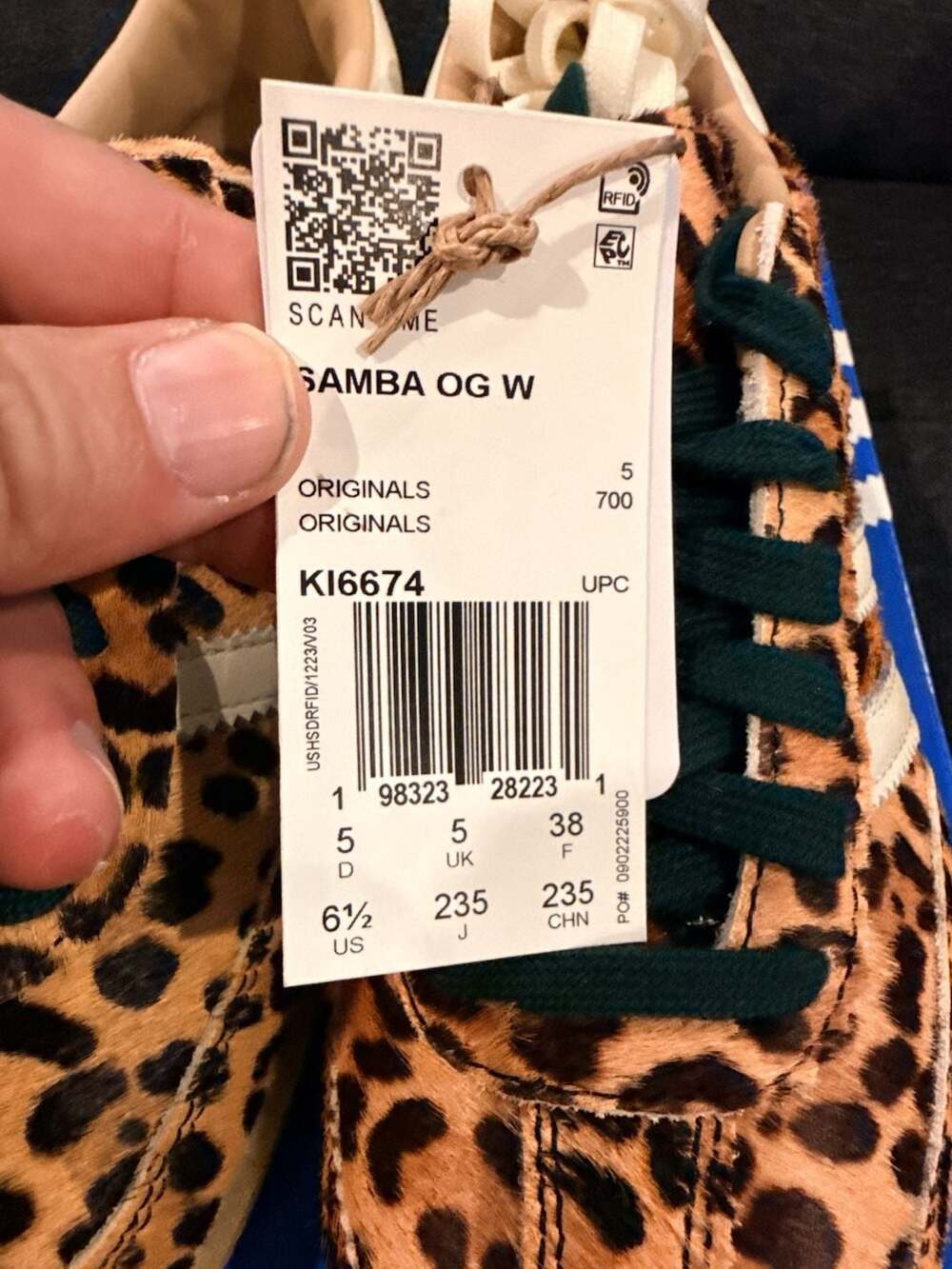 6.5W - Adidas Samba Pony Hair Leopard Print Sneakers - Picture 7 of 8